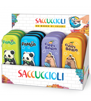 Penar - Panda & Capibara cu fermoar si model 3D - 9.5 x 23 x 3.8 cm (12buc/display) - Rechizite