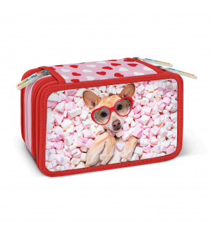 Penar echipat - Animale cu 3 fermoare (18 markere si 18 creioane colorate) - 13 x 20 x 6.5 cm (12 buc/display) - Rechizite
