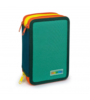 Penar echipat - Color Block Basic cu 3 fermoare (18 markere si 18 creioane colorate) - 13 x 20 x 6.5 cm - Rechizite