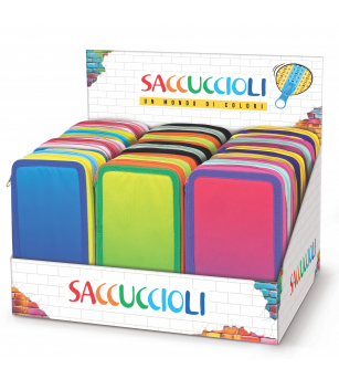 Penar echipat - Color Block cu 3 fermoare (18 markere si 12 creioane colorate) - 13 x 20 x 6.5 cm (12 buc/display) - Rechizite