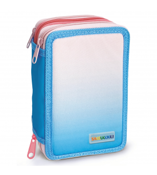 Penar echipat - Color Block cu 3 fermoare (18 markere si 12 creioane colorate) - 13 x 20 x 6.5 cm (12 buc/display) - Rechizite