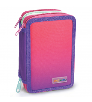 Penar echipat - Color Block cu 3 fermoare (18 markere si 12 creioane colorate) - 13 x 20 x 6.5 cm (12 buc/display) - Rechizite