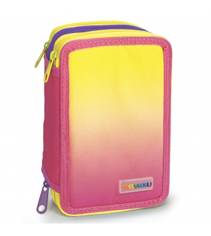Penar echipat - Color Block cu 3 fermoare (18 markere si 12 creioane colorate) - 13 x 20 x 6.5 cm (12 buc/display) - Rechizite