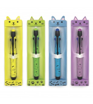 Pix 3 culori in 1, Furry Friends, cu varf touch, 4 modele (16 buc/display) - Rechizite