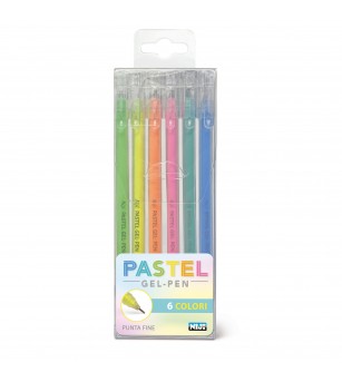 Pixuri cu gel Pastel, varf 0.8 mm, 6 culori (blister) - Rechizite