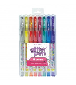 Pixuri cu sclipici parfumat, cu manere moi, Girly, 8 culori (blister) - Rechizite