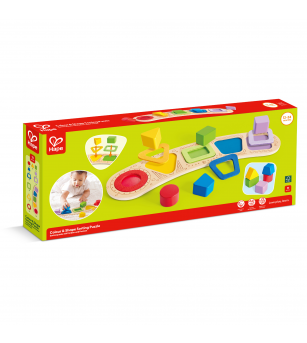 Puzzle din lemn de sortare a culorilor si formelor - Jucării