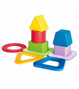 Puzzle din lemn de sortare a culorilor si formelor - Jucării