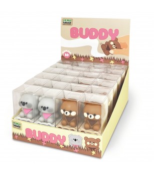 Radiera Buddy, Ursulet 3D, 2 culori (24 buc/display) - Rechizite