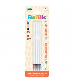 Rezerve cu cerneala care se sterge pentru pix cu capac, 4 buc mix (blister) - Rechizite