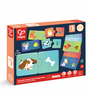 Puzzle potriveste perechea - Animale si gustari (36 piese) - Jucării