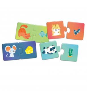 Puzzle potriveste perechea - Animale si gustari (36 piese) - Jucării