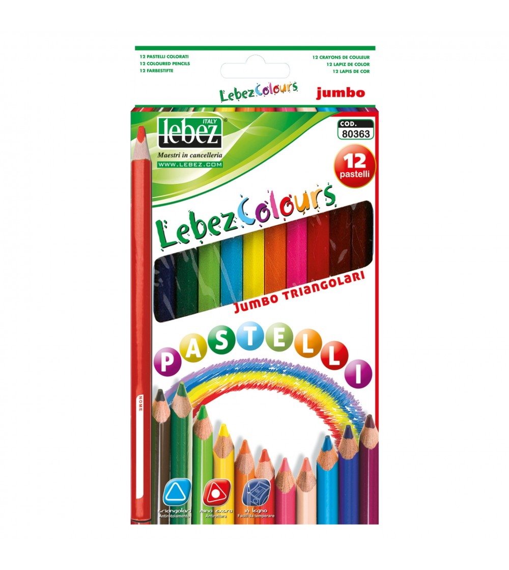 Set 12 creioane colorate jumbo, triunghiulare - Rechizite