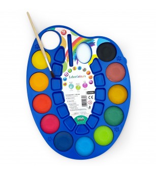 Set 12 culori acuarela, forma paleta, cu pensula inclusa - Rechizite