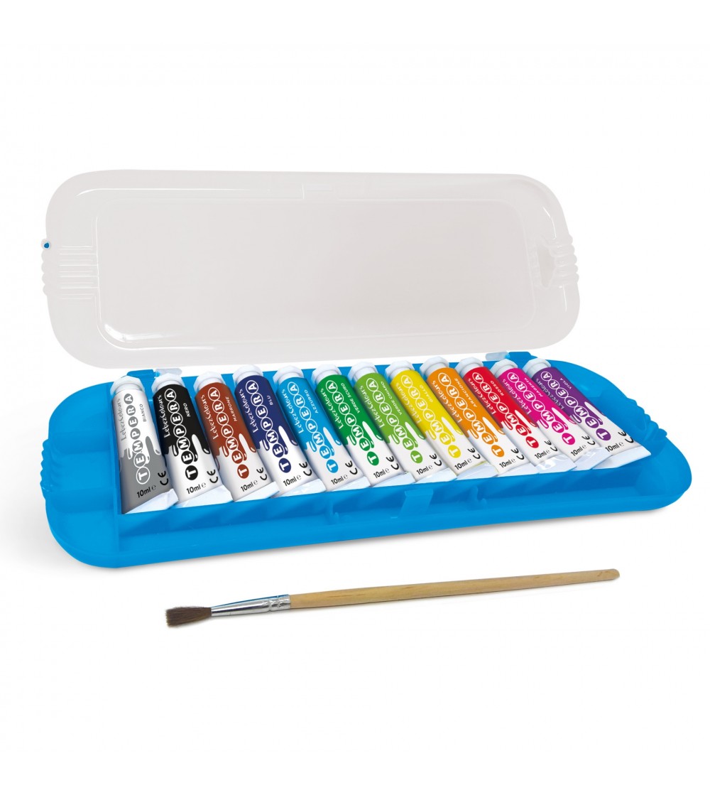 Set 12 culori tempera 10 ml, cu pensula inclusa - Rechizite