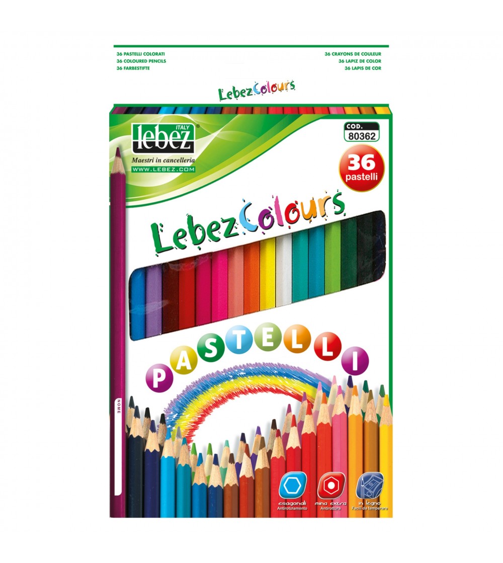 Set 36 creioane colorate 18 cm, hexagonale - Rechizite