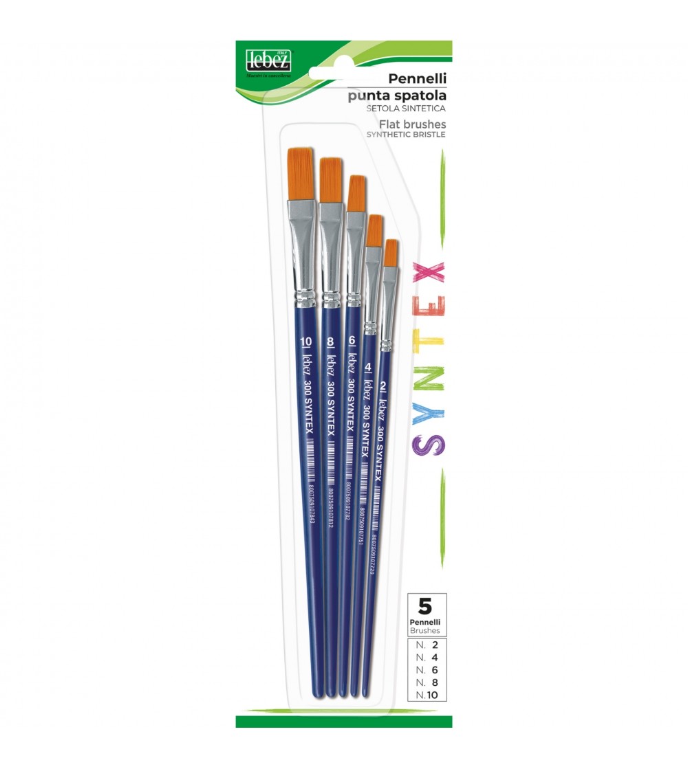 Set 5 pensule, varf drept sintetic (blister) - Rechizite