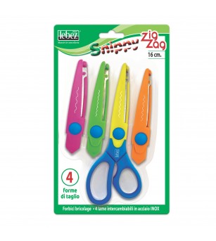 Set foarfeca zig-zag, 16 cm cu 4 lame interschimbabile (blister) - Rechizite