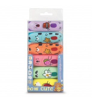 Set Marker evidențiator, How Cute, 6 culori pastel (6 buc/blister) - Rechizite