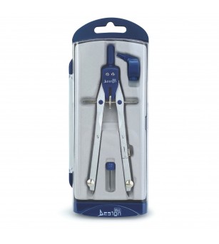 Trusa compas scolar din metal satinat, cu 3 accesorii (blister) - Rechizite