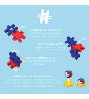 Nano Clics Pentru constructori creativi 500 piese, Clicformers - Jocuri construcție