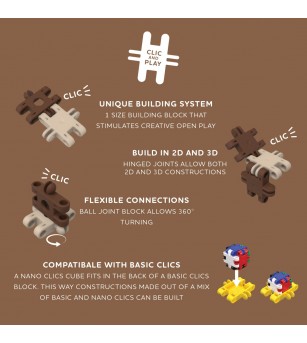 Nano Clics Pentru construit animale salbatice 250 piese, Clicformers - Jocuri construcție