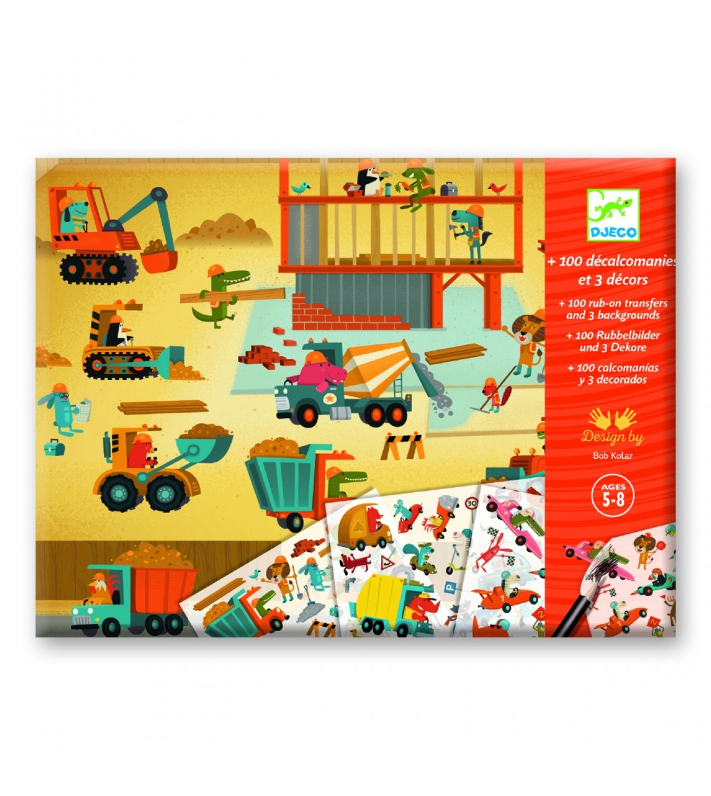 Joc creativ Transferuri cu vehicule, Djeco - Art and crafts