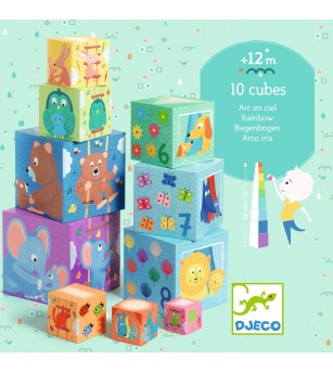 Turn de construit Curcubeu, Djeco - Jocuri construcție
