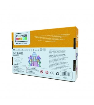 Set magnetic de construit Pastel 36 piese, Cleverclixx - Acasa