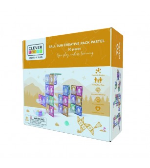 Joc magnetic Circuit pastel cu bile - 70 Piese, Cleverclixx - Acasa