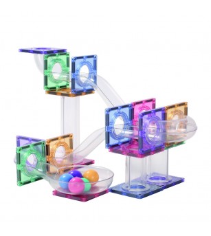 Joc magnetic Circuit pastel cu bile - 70 Piese, Cleverclixx - Acasa