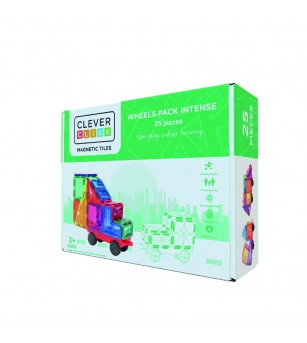 Joc magnetic de construit cu set de roti 25 piese, Cleverclixx - Acasa