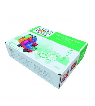 Joc magnetic de construit cu set de roti 25 piese, Cleverclixx - Acasa