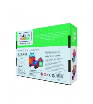 Joc magnetic de construit cu set de roti 25 piese, Cleverclixx - Acasa