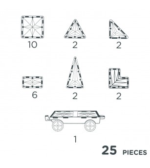 Joc magnetic de construit cu set de roti 25 piese, Cleverclixx - Acasa