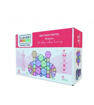 Joc magnetic de construit Pastel 45 piese, Cleverclixx - Acasa