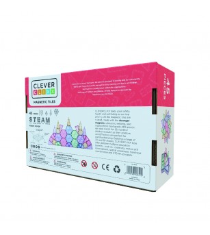 Joc magnetic de construit Pastel 45 piese, Cleverclixx - Acasa