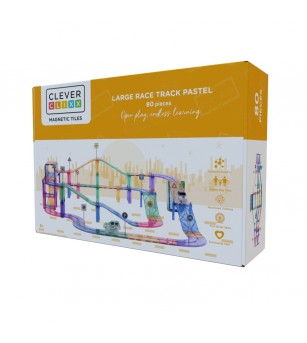 Joc magnetic Traseu de curse 80 piese pastel, Cleverclixx - Acasa