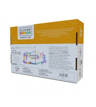 Joc magnetic Traseu de curse 80 piese pastel, Cleverclixx - Acasa