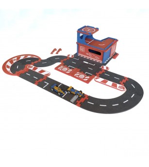 Set de constructie Garaj modular cu pista si 2 masini de curse, Croc toys - Vehicule de jucărie