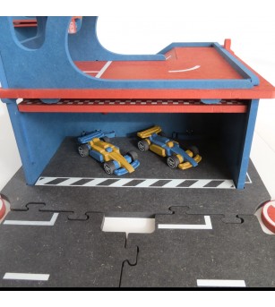 Set de constructie Garaj modular cu pista si 2 masini de curse, Croc toys - Vehicule de jucărie
