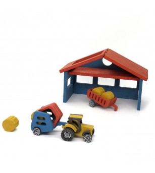 Set de constructie Ferma cu tractor Nathan, Croc toys - Vehicule de jucărie