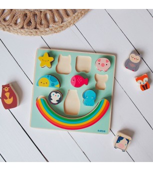 Puzzle si joc de echilibru Curcubeu, Djeco - Puzzle-uri