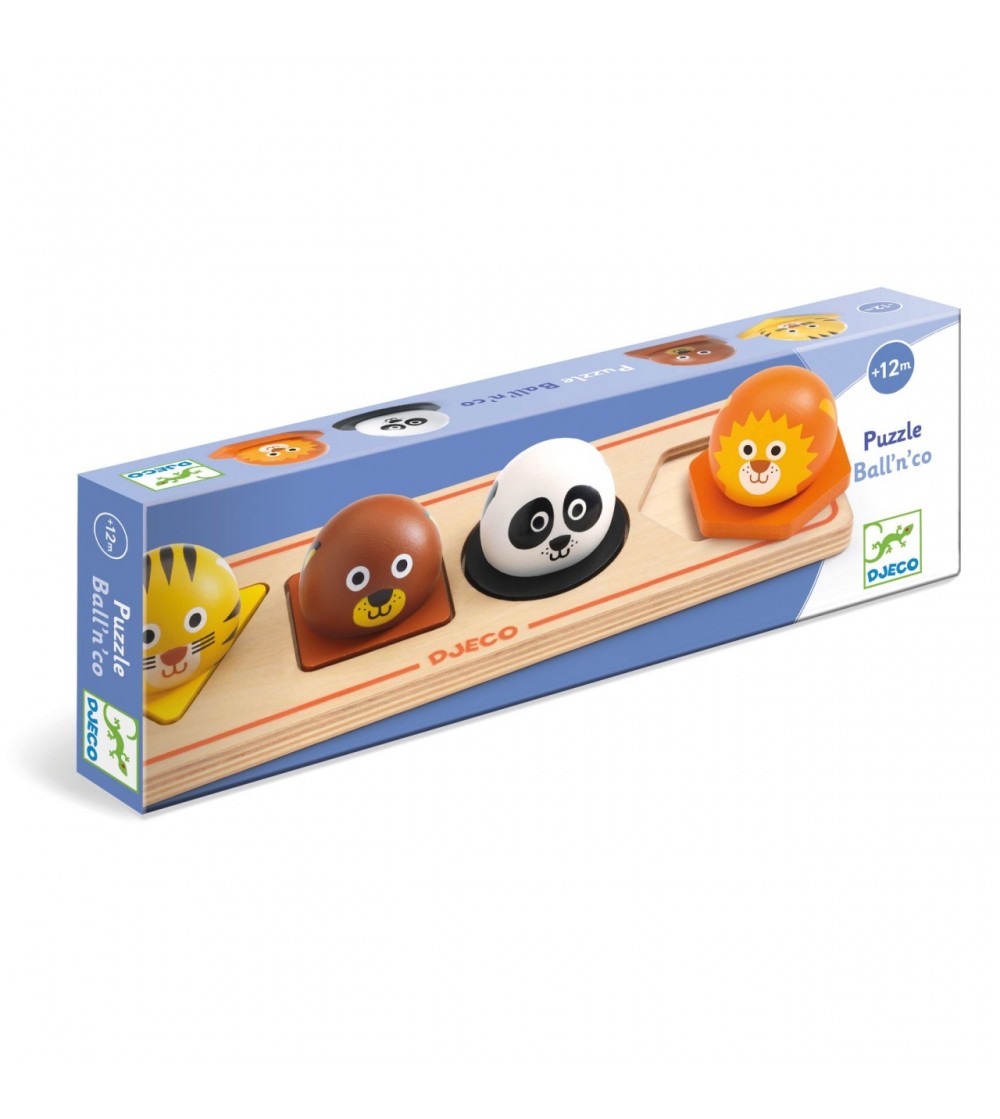 Puzzle din lemn Animale salbatice, Djeco - Puzzle-uri