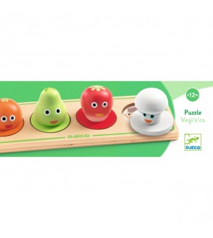 Puzzle din lemn Fructe si legume, Djeco - Puzzle-uri