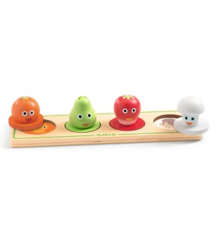 Puzzle din lemn Fructe si legume, Djeco - Puzzle-uri