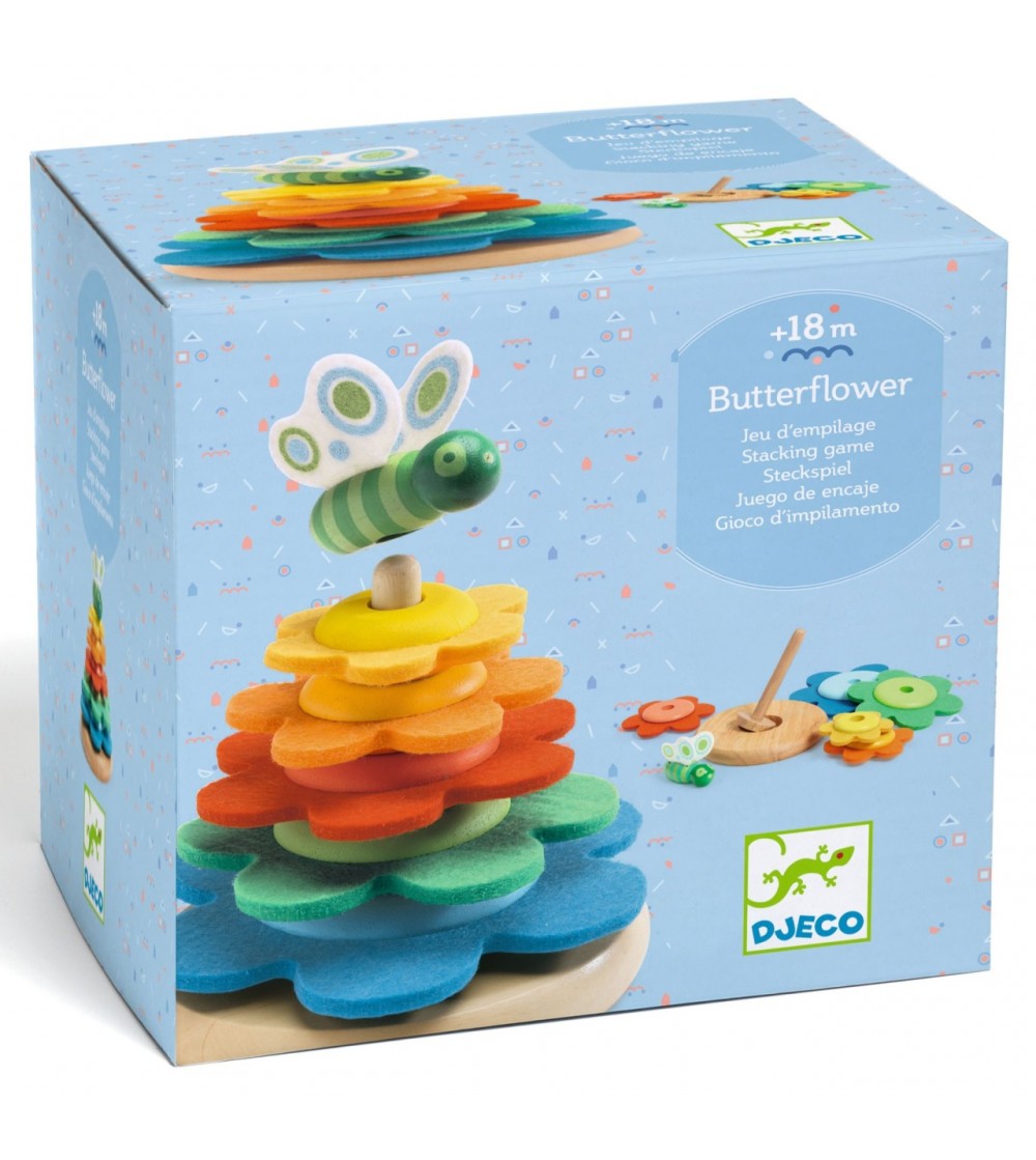 Jucarie Montessori Turn flori si fluture, Djeco - Jucării de lemn si Montessori