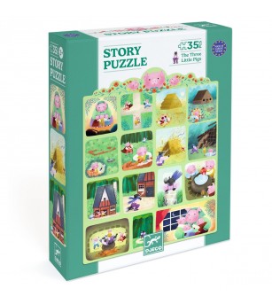 Puzzle poveste Cei trei purcelusi, Djeco - Puzzle-uri