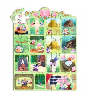 Puzzle poveste Cei trei purcelusi, Djeco - Puzzle-uri