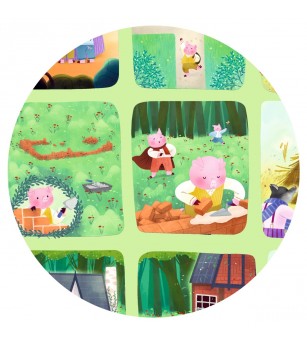 Puzzle poveste Cei trei purcelusi, Djeco - Puzzle-uri
